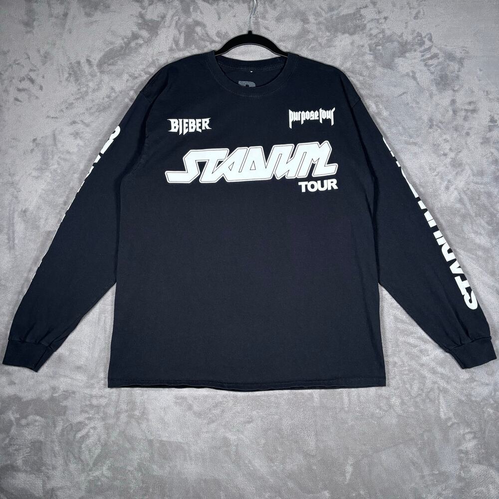 Justin Bieber Purpose Stadium Tour 2017 Long Sleeve Shirt Black Medium
